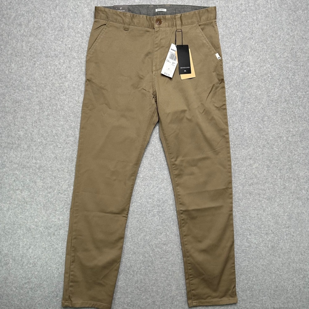 Quiksilver Up Everyday Union Youth Pants 27 Regular Fit Khaki Tan EQBNP03110 NWT
